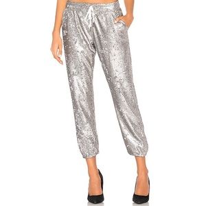 Revolve David Lerner Sequin Lounge Silver Jogger